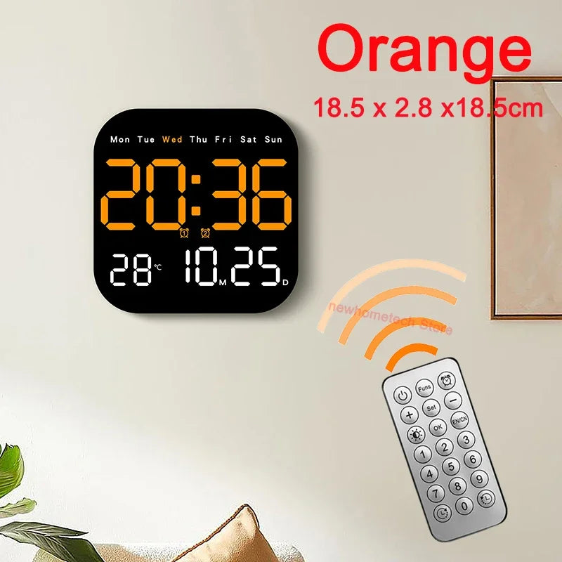 LED Digital Wall Clock Large Screen Temperature Date Day Display