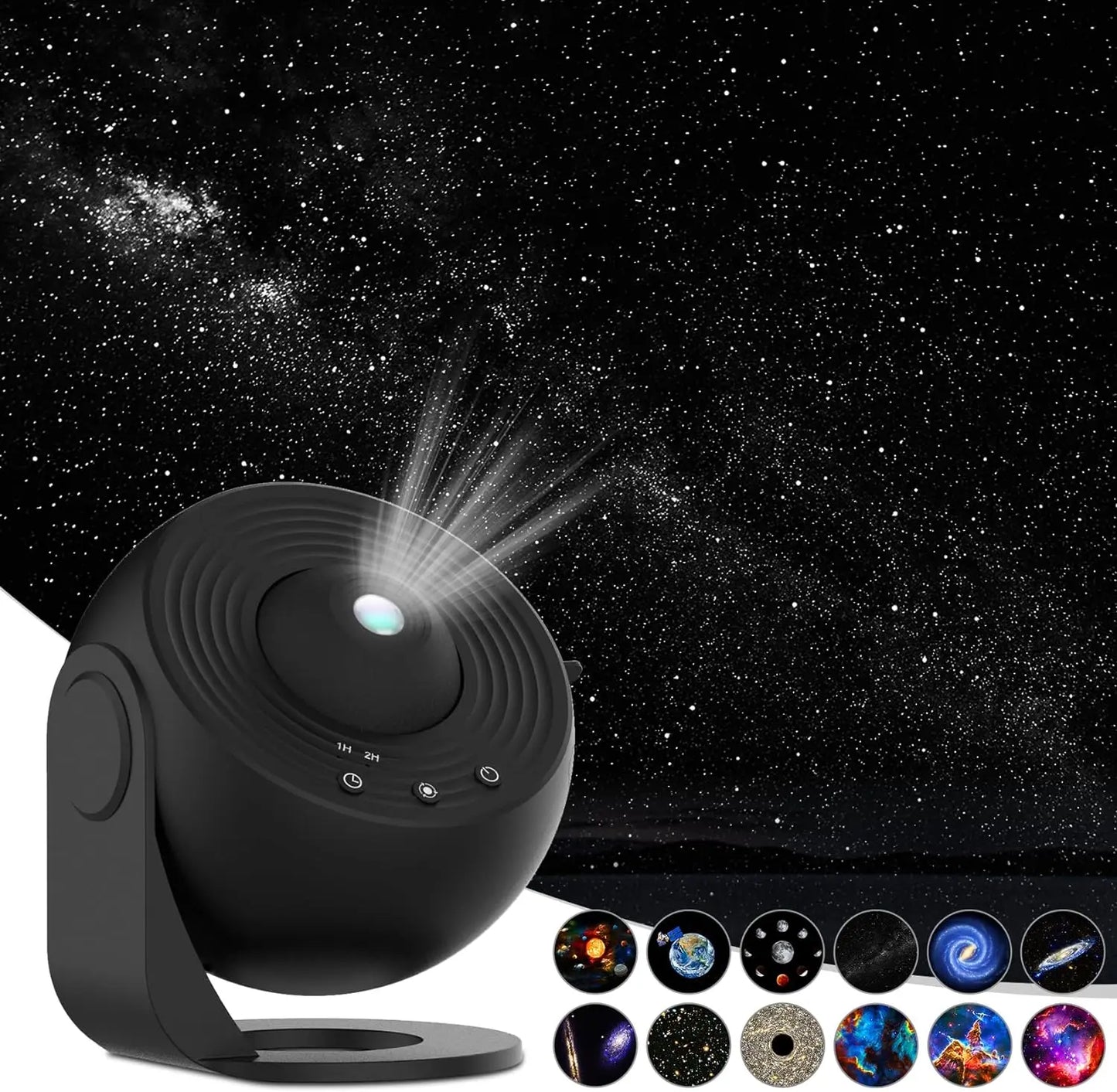 12 in 1 star projector night light with 4K HD planetarium galaxy images for kids' room.