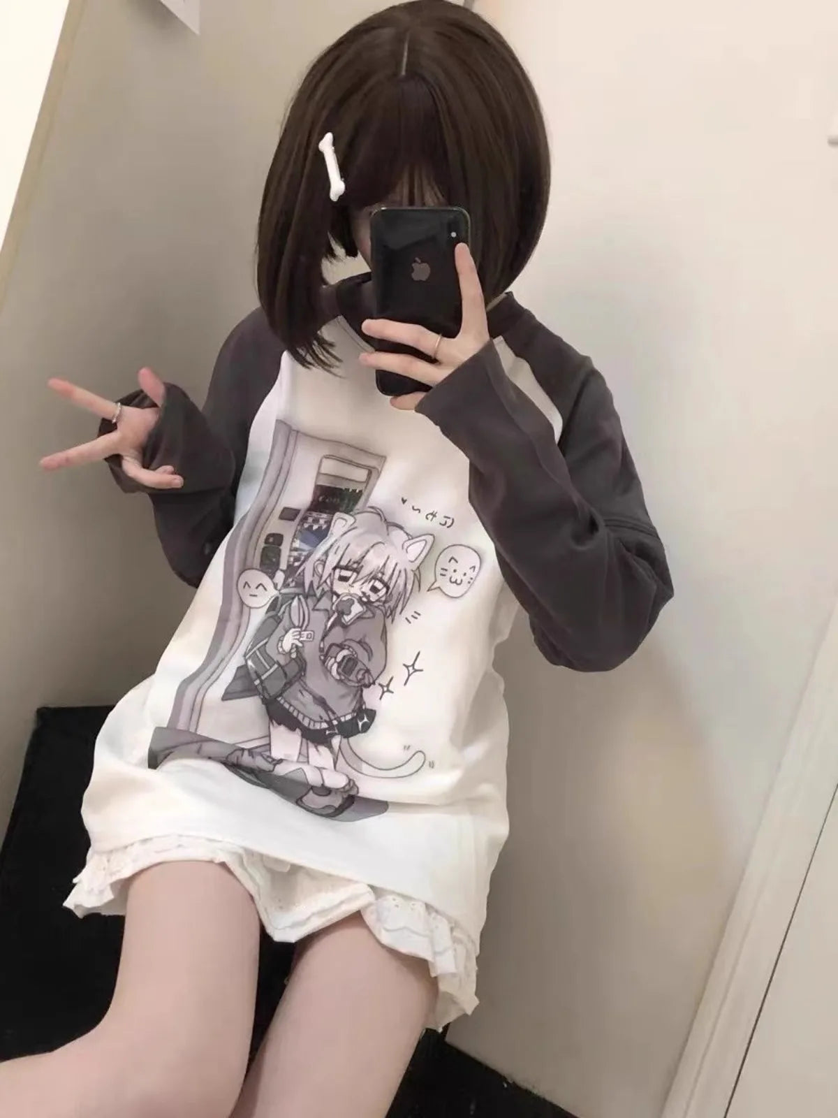 Japanische Frauenkleidung mit abnehmbaren Ärmeln T-Shirts kurze Langarm Damenkleidung 2000er Sommer Frühling Kawaii y2k Kleidung