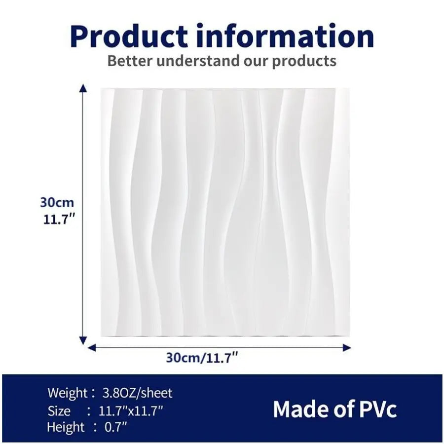 12 pannelli murali 3D per la decorazione di pareti interne, motivo in PVC per soggiorno, corridoio, camera da letto, hotel, ufficio, nero, 30,48 cm x 30,48 cm