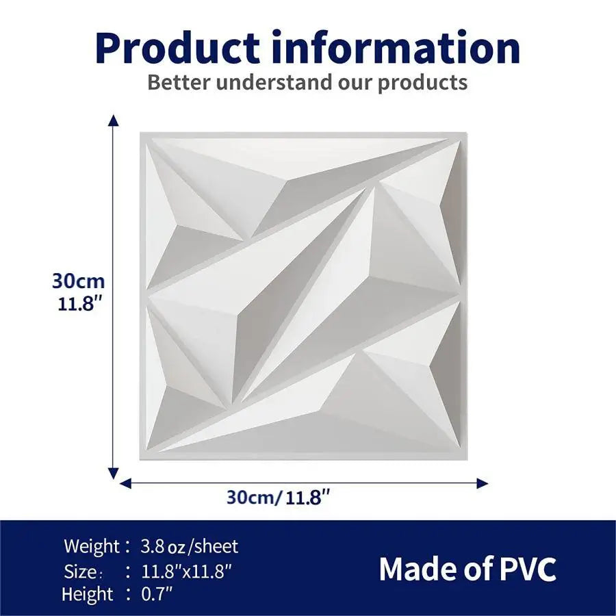 12 pannelli murali 3D per la decorazione di pareti interne, motivo in PVC per soggiorno, corridoio, camera da letto, hotel, ufficio, nero, 30,48 cm x 30,48 cm