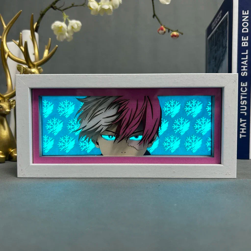 My Hero Academia Shoto Todoroki Eye Face Lampada a LED per la decorazione della sala giochi Manga 3D Papercut Anime Mood Light Regali di compleanno