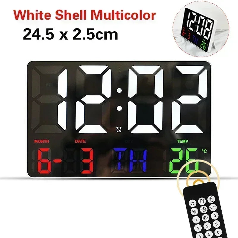 LED Digital Wall Clock Large Screen Temperature Date Day Display