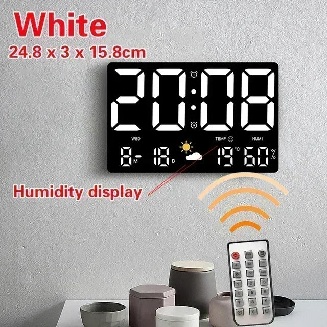 LED Digital Wall Clock Large Screen Temperature Date Day Display