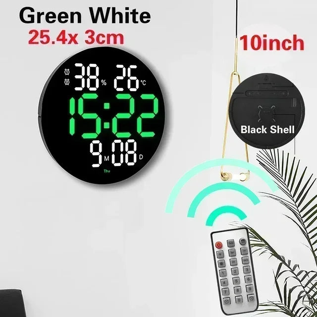 LED Digital Wall Clock Large Screen Temperature Date Day Display