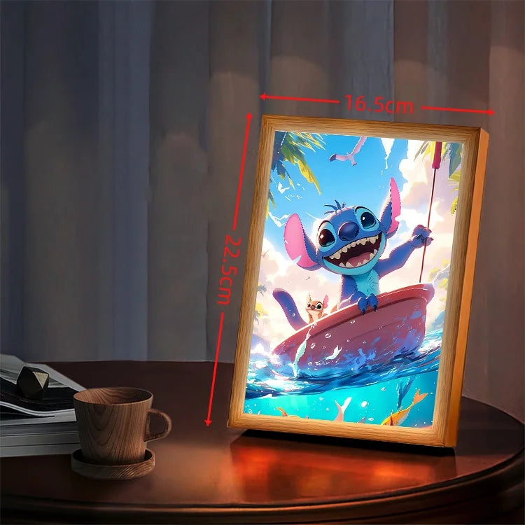 Anime Lamps Stitch Light Painting Photo Frame Led Night Light Child Room Wall Bedside Table Decorate Christmas Gifts Moon Lamp