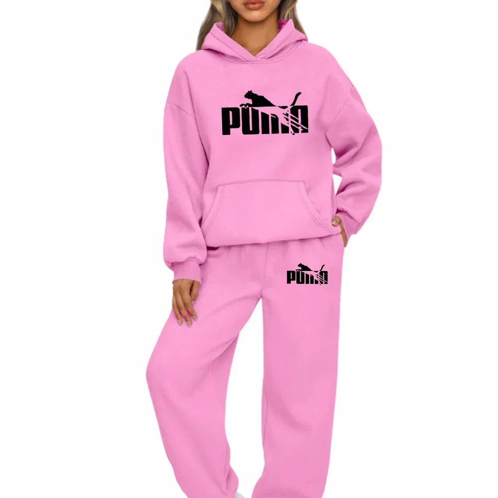 New Autumn Winter Woman Fashion Printing Tracksuit Hoodies+Sweatpants 2-Piece Fashion Causal Jogging sweatshirt Clothes