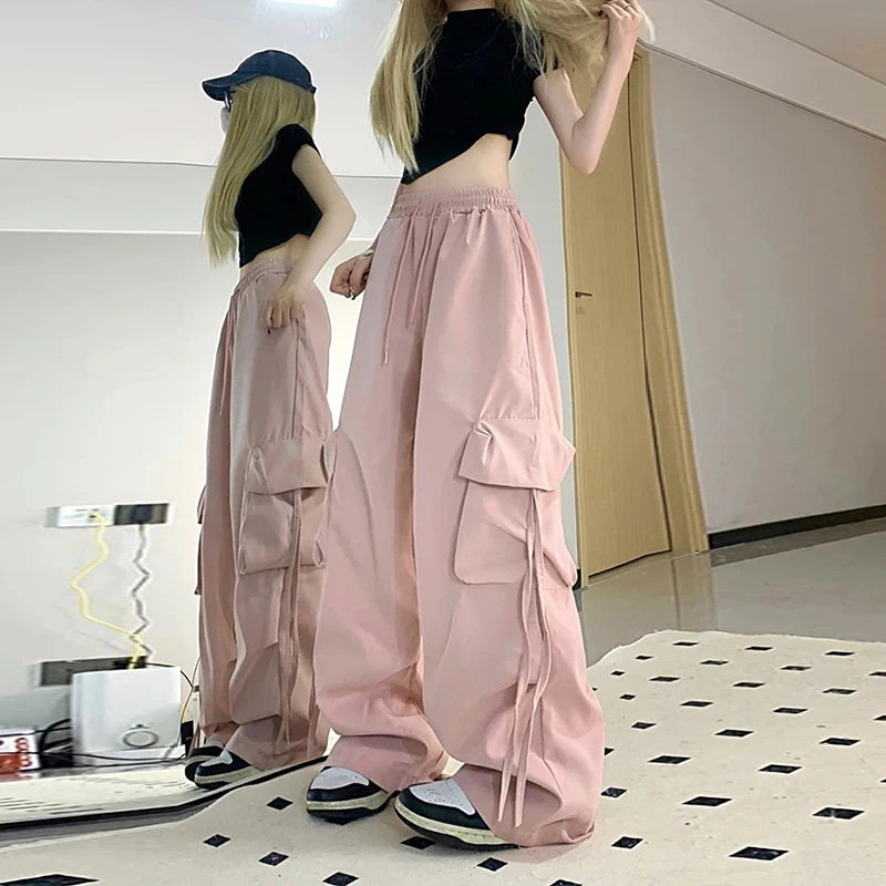 Y2K Cargo Pants Women Streetwear Oversized Wide Leg Sweatpants Harajuk