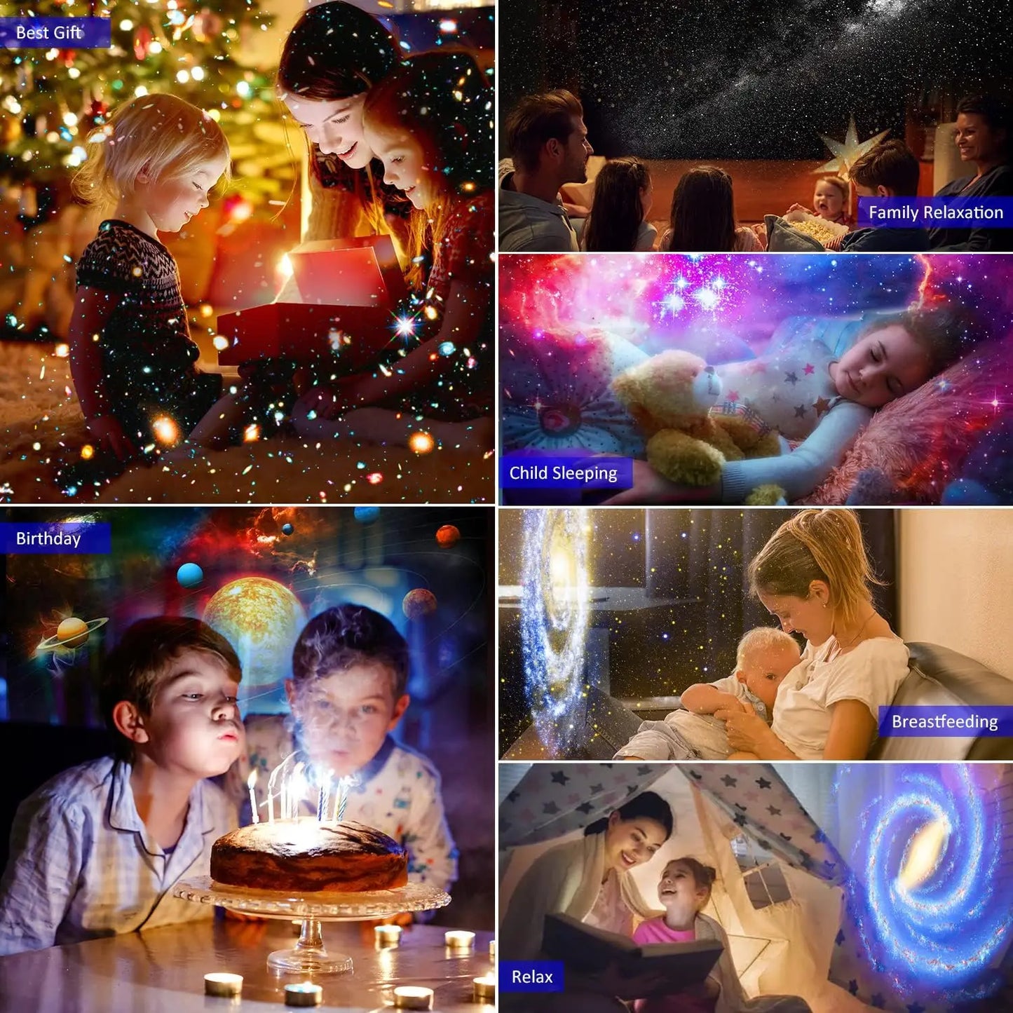 Proiettore di stelle 12 in 1 Luce notturna Proiettore planetario 4K HD per la stanza dei bambini Regalo di San Valentino Lampada proiettore galassia con rotazione a 360°