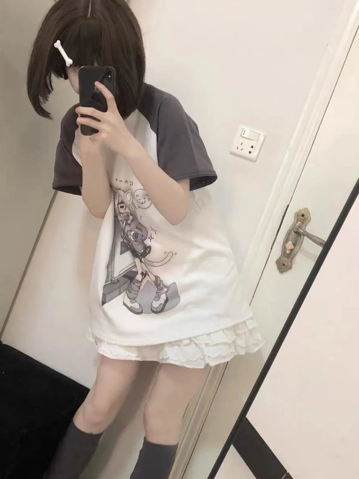 Japanische Frauenkleidung mit abnehmbaren Ärmeln T-Shirts kurze Langarm Damenkleidung 2000er Sommer Frühling Kawaii y2k Kleidung