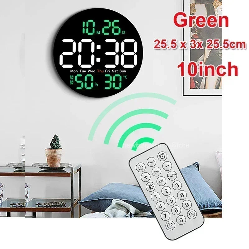 LED Digital Wall Clock Large Screen Temperature Date Day Display