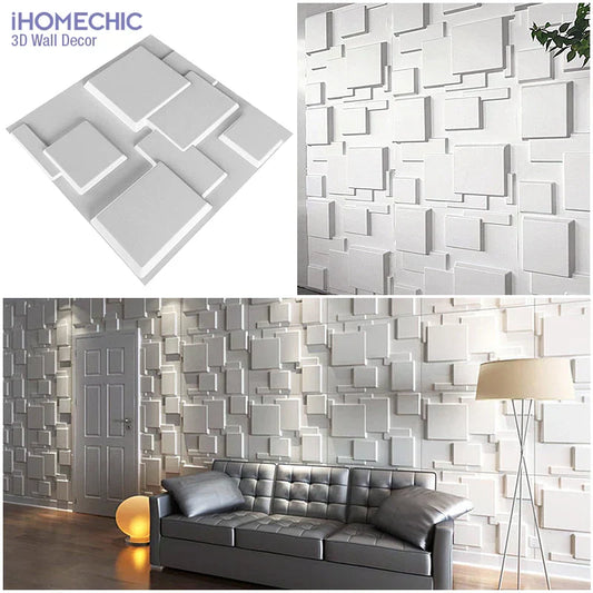 3D geometric PVC wall panel, 30x30cm, for living room and TV background; modern, waterproof, mold-proof decal tile.