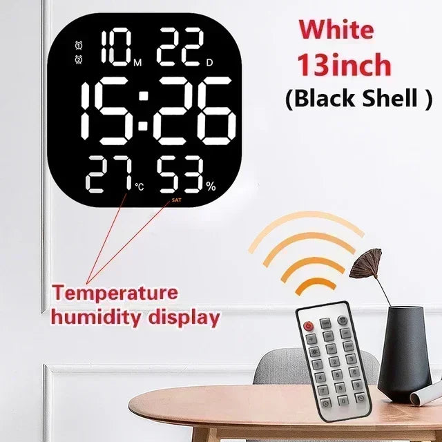 LED Digital Wall Clock Large Screen Temperature Date Day Display