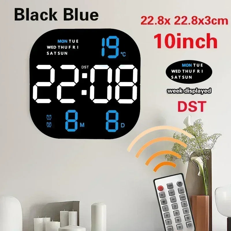 LED Digital Wall Clock Large Screen Temperature Date Day Display