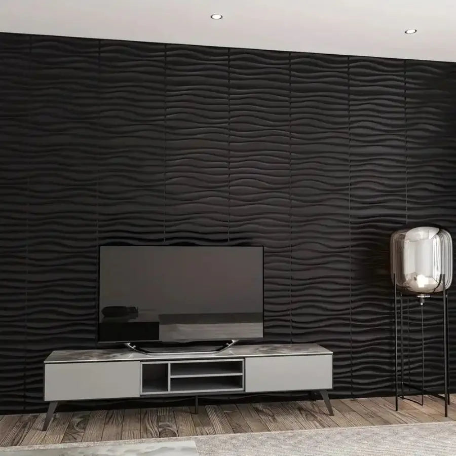 12pcs 3D wall panels for indoor wall decoration,PVC pattern for living room hall bedroom hotel office,black,30.48 cm x 30.48 cm