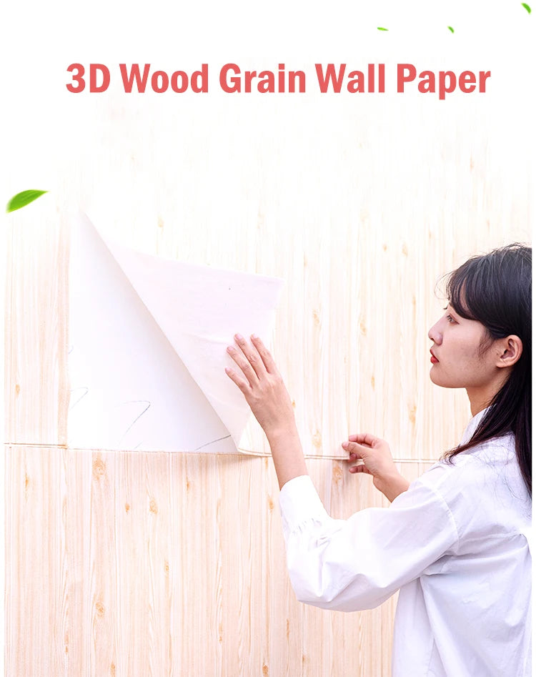 10PCS 35*35 Cm Wallpaper 3D Wood Grain Wall Stickers Self-adhesive Waterproof Living Room Kitchen Background Wall Decoration DIY