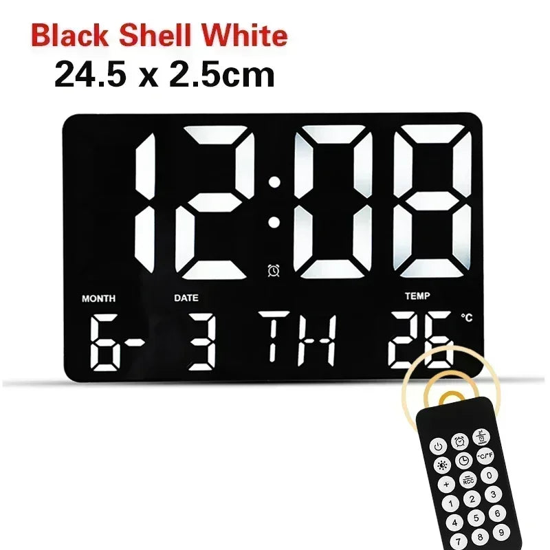 LED Digital Wall Clock Large Screen Temperature Date Day Display