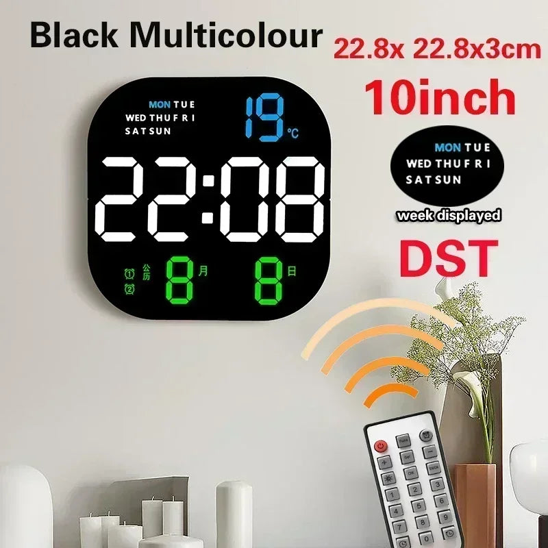 LED Digital Wall Clock Large Screen Temperature Date Day Display