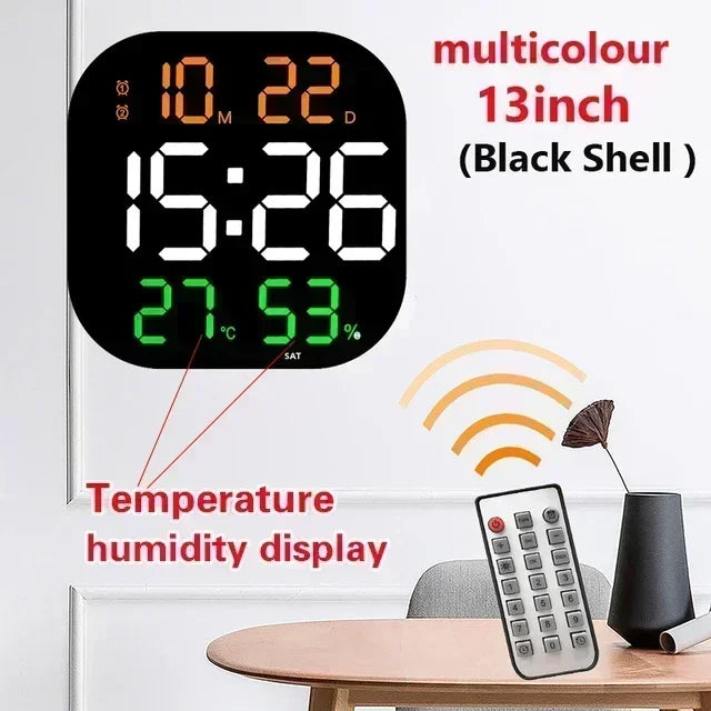 LED Digital Wall Clock Large Screen Temperature Date Day Display