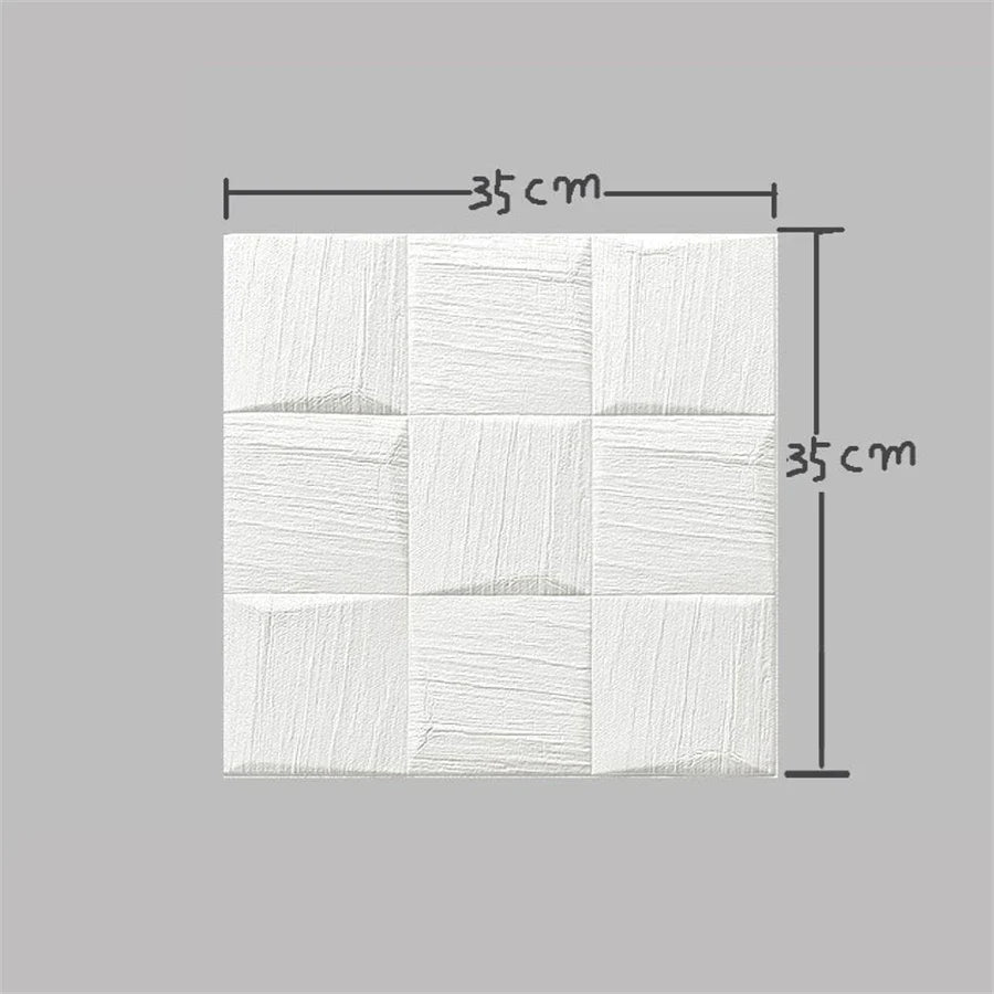 10pcs 3D Wall Sticker Self-Adhesive Wallpaper Waterproof Foam Brick Peel and Stick Anti-Collision Living Room Home Decor 35*35cm