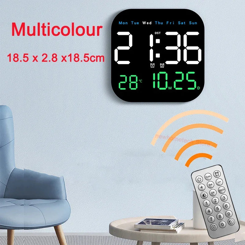 LED Digital Wall Clock Large Screen Temperature Date Day Display