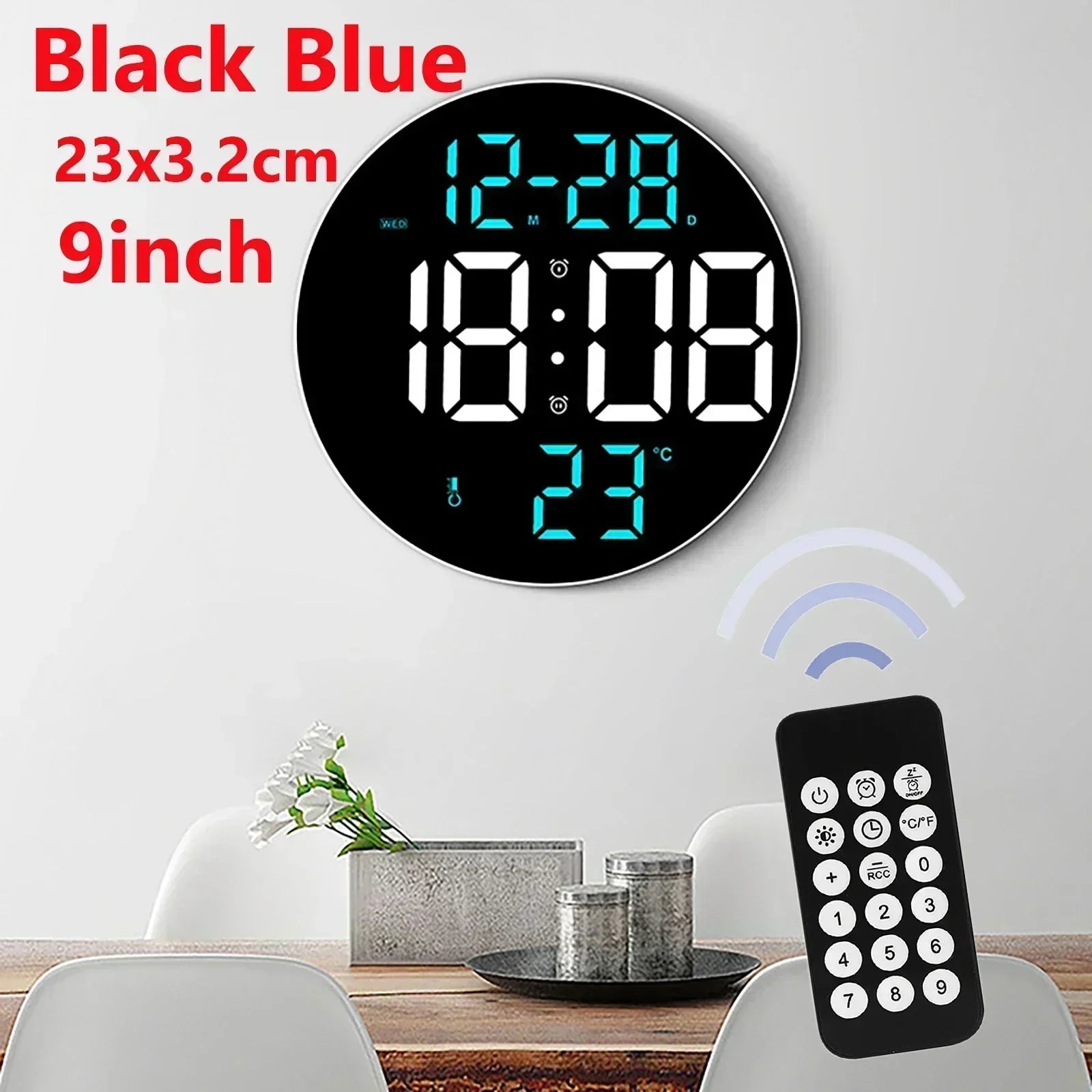 LED Digital Wall Clock Large Screen Temperature Date Day Display