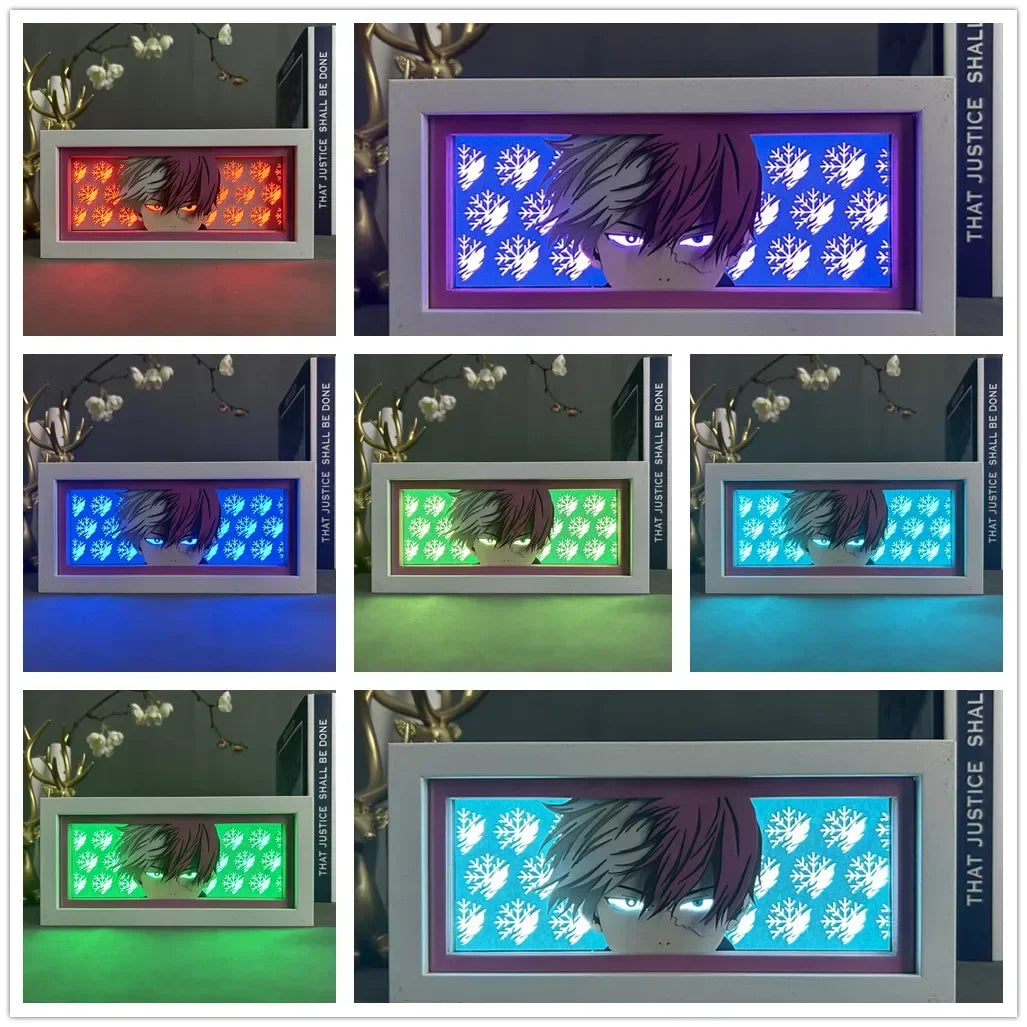 My Hero Academia Shoto Todoroki Eye Face Lampada a LED per la decorazione della sala giochi Manga 3D Papercut Anime Mood Light Regali di compleanno