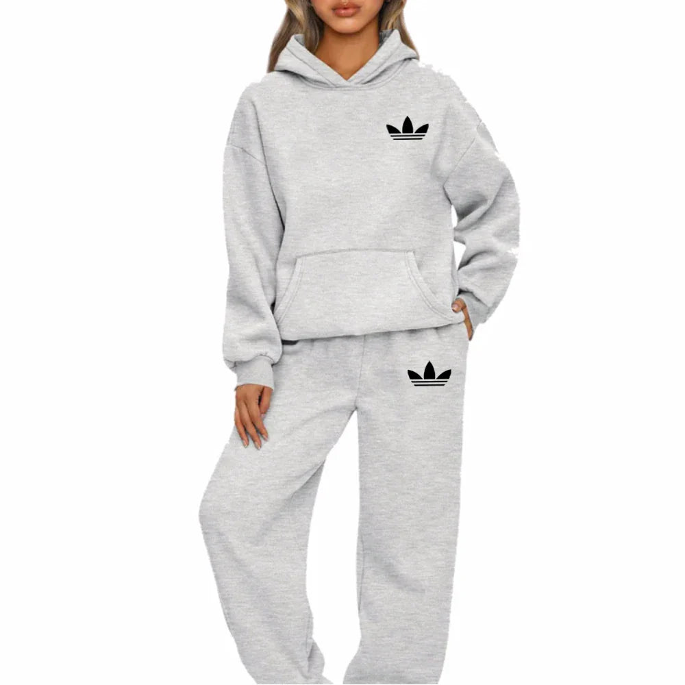 women's 2-piece print sports suit sportswear jogging suit women's hooded sportswear suit clothes hoodie+sweatpants