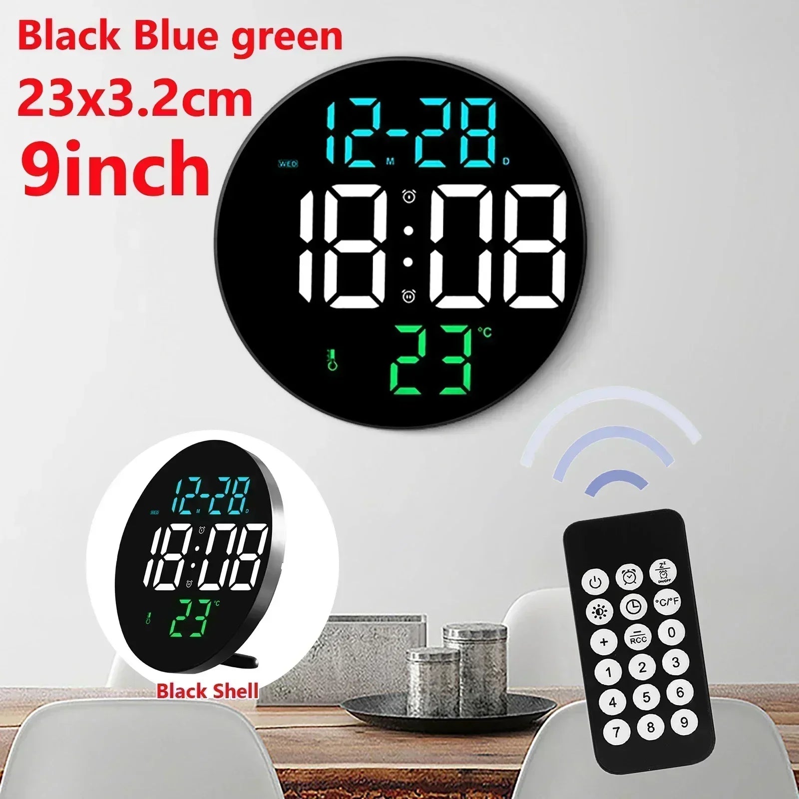 LED Digital Wall Clock Large Screen Temperature Date Day Display