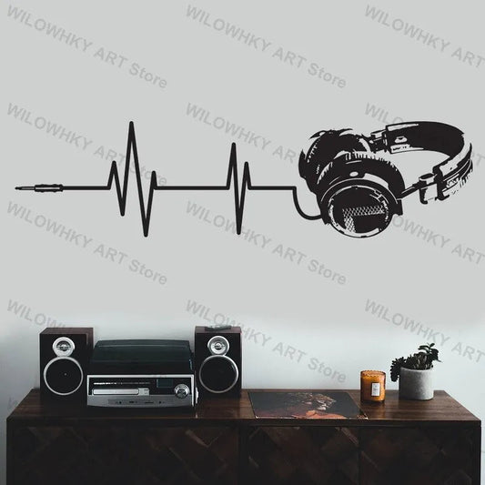 Headphone wall stickers for game music lovers in modern style.