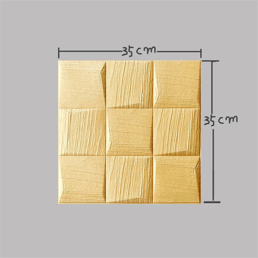 10pcs 3D Wall Sticker Self-Adhesive Wallpaper Waterproof Foam Brick Peel and Stick Anti-Collision Living Room Home Decor 35*35cm