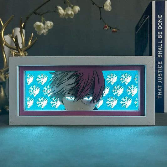 My Hero Academia Shoto Todoroki Eye Face Lampada a LED per la decorazione della sala giochi Manga 3D Papercut Anime Mood Light Regali di compleanno