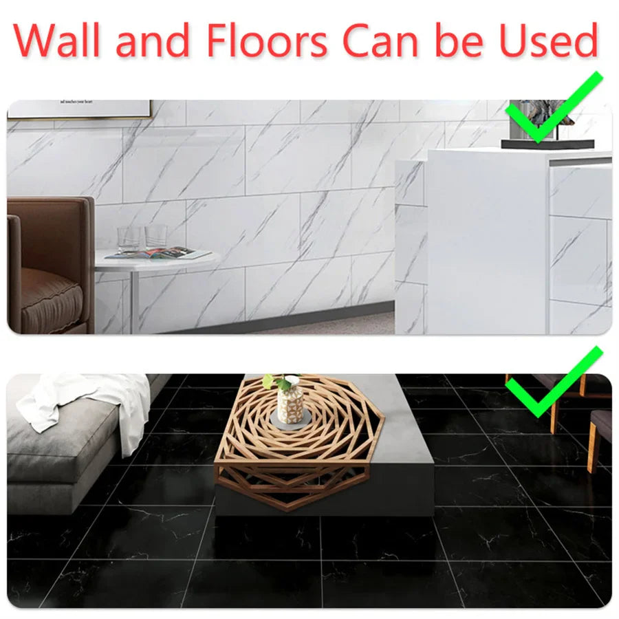 10pcs PVC Imitation Marble Floor Stickers Self-adhesive Wall Stickers Waterproof Bathroom Living room Moden Decoration Decals