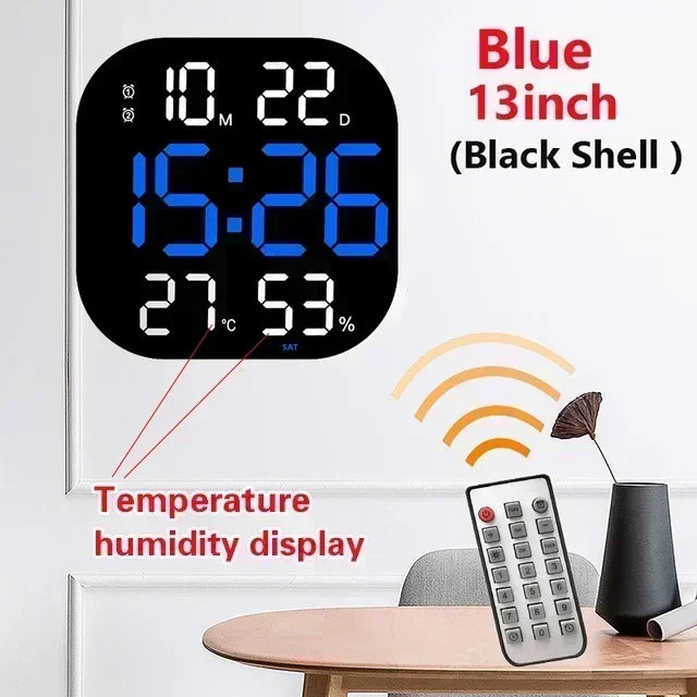 LED Digital Wall Clock Large Screen Temperature Date Day Display