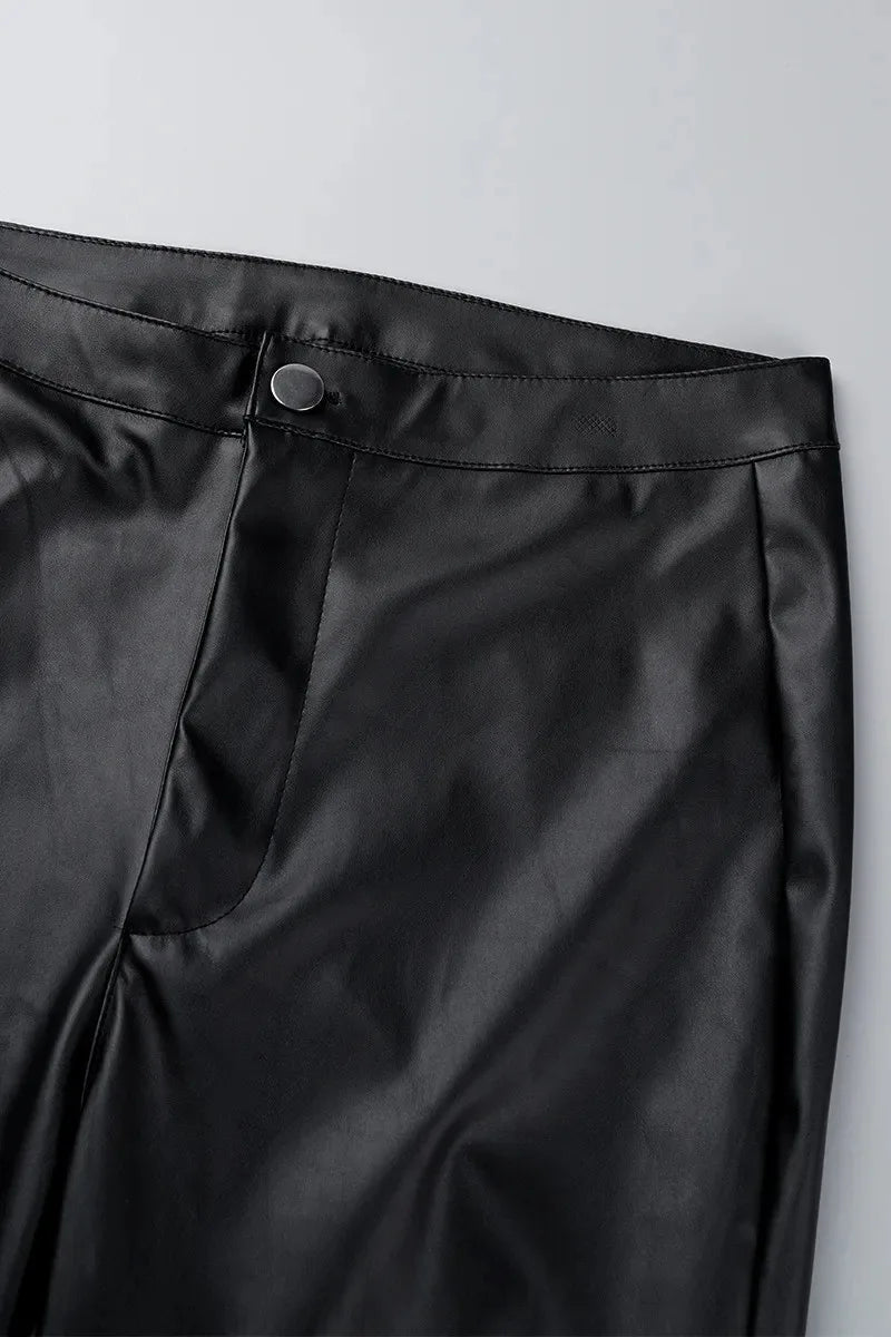 Elastische, sexy, schmale Pu-Lederhose für Damen mit hoher Taille, europäische und amerikanische Spice Girl-Hose mit kleinen Füßen, Herbst und Winter