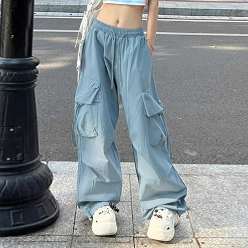 Y2K Cargo Pants Women Streetwear Oversized Wide Leg Sweatpants Harajuk