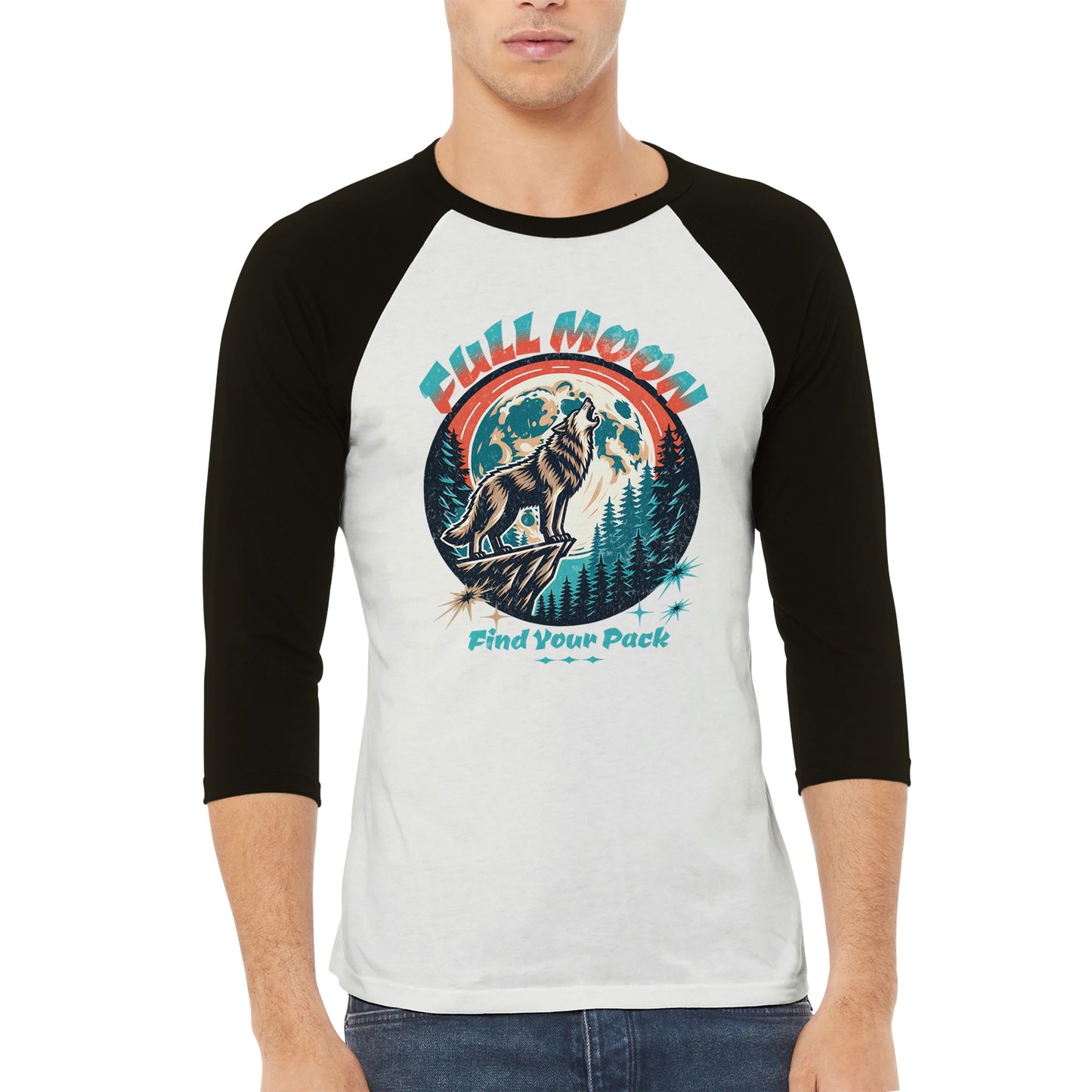 Unisex 3/4 sleeve Raglan T-shirt (full Moon)