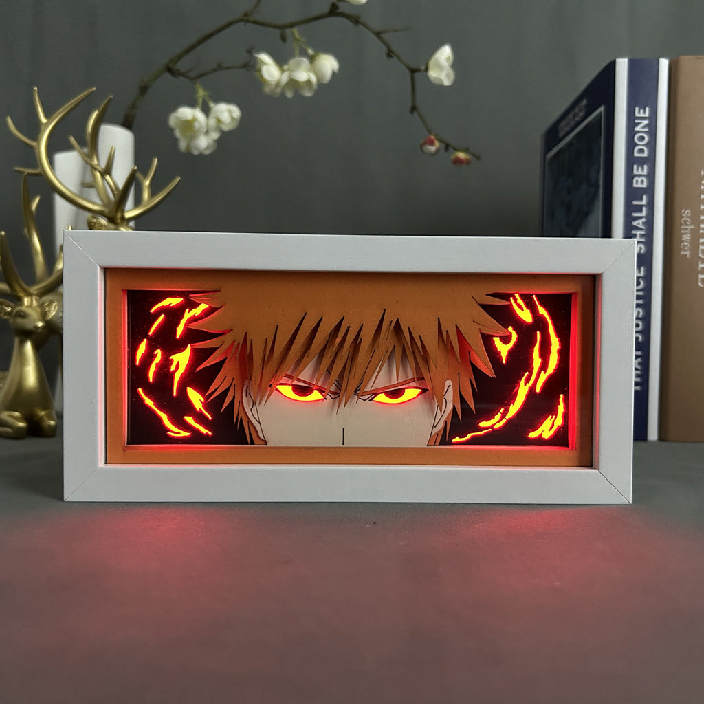 Anime Led Light Bleach Lamp For Room Decor Paper Cut Shadow Box Birthday Gift Bedside Nightlight Manga Light Box Ichigo Kurosaki